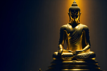 golden buddha statue with a holy light