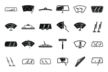 Windshield wiper icons set simple vector. Car blade. Automobile fluid - obrazy, fototapety, plakaty