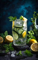 cucumber herbal iced tea with lemon