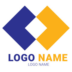 vector blue and yellow logo design line art