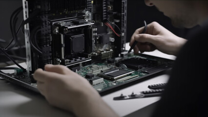 Technician building a PC - Generative AI