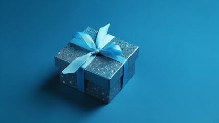 青いラッピングのささやかな贈り物, 誕生日,クリスマス、正月、バレンタインデー、Generative AI
