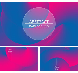 Abstract geometric blue nad pink vector background with 3d twisted liquid shape. Set of colorful design templates with fluid shapes.