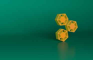 Orange Gem stone icon isolated on green background. Jewelry symbol. Diamond. Minimalism concept. 3D render illustration