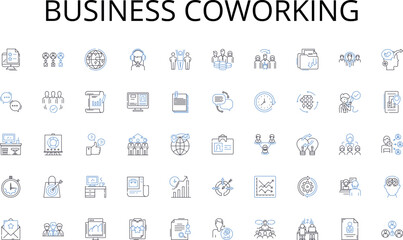Business coworking line icons collection. Crafting, Knitting, Sewing, Crochet, Embroidery, Quilting, Woodworking vector and linear illustration. Carving,Pottery,Beading outline signs set - obrazy, fototapety, plakaty