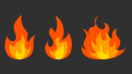 Red Fiery flames vector set, isolated on white background  , Vector illustration EPS 10
