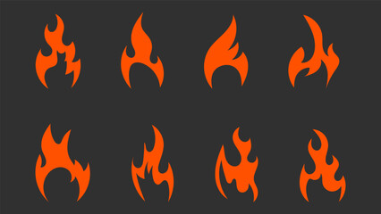 Red Fiery flames vector set, isolated on white background  , Vector illustration EPS 10