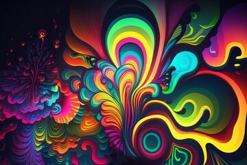 Obraz premium abstract colorful fluorescent neon psychedelic background