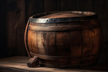 A wooden barrel with a spout. Wood texture, background Generative AI