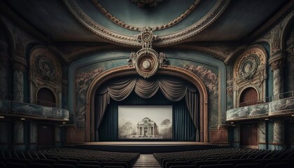 Obraz premium ai inside of a theater curtains up design illustration