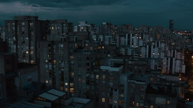 Dramatic Night City Area in Belgrade