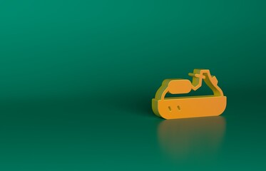 Orange Jet ski icon isolated on green background. Water scooter. Extreme sport. Minimalism concept. 3D render illustration