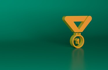 Orange Medal icon isolated on green background. Winner symbol. Minimalism concept. 3D render illustration