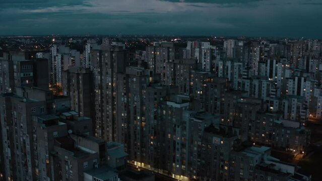 Dramatic Night City Area in Belgrade, Blok 45