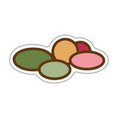 Sticker with dragees. Cartoon vector color illustration.