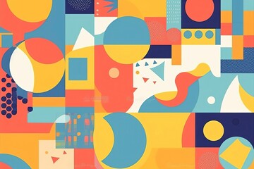 Abstract random colorful shapes.Color geometric shapes, retro patterns. Generative AI