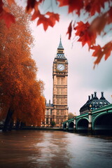 Fototapeta na wymiar Big Ben London im Herbst – erstellt mit KI 