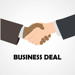 Handshake in flat style. Business concept Business Deal. Copy space. New icon style.