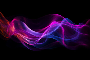 Purple and red wave of smoke on black background with black background. Generative AI.