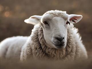 Fototapeta premium sheep in a field, Ai