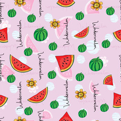 Seamless watermelon slice pattern. Vector illustration for prints, one for a summer party.