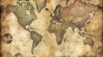 Watercolor Vintage World Map