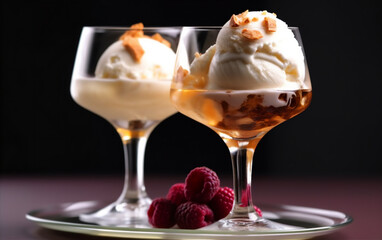 Delicious Ice creams on glass