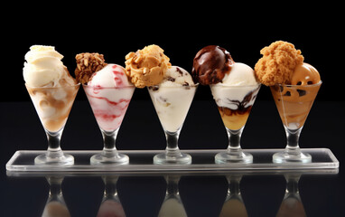 Delicious Ice creams on glass