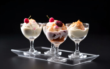 Delicious Ice creams on glass