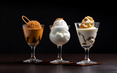 Delicious Ice creams on glass
