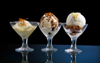 Delicious Ice creams on glass