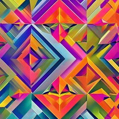 A kaleidoscopic pattern of overlapping triangles in shades of pink and orange5, Generative AI