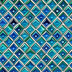 A repeating pattern of interlocking diamonds in shades of blue and green3, Generative AI
