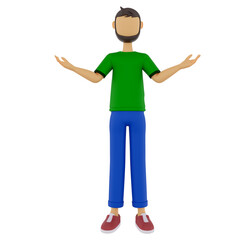 3d male character doing the no idea pose