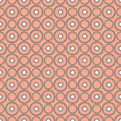Tile vector pattern with grey polka dots on pink orange background