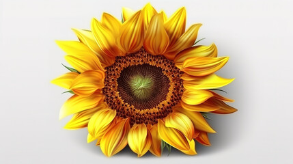 Sunflowers isolated on white background. Generative Ai