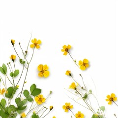 yellow flowers, flowers and plants on a white background 