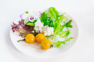 手作りカッテージチーズと野菜