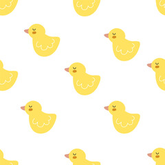 Seamless pattern with cartoon birds, decor elements. colorful vector for kids. hand drawing, flat style. baby design for fabric, print, textile, wrapper