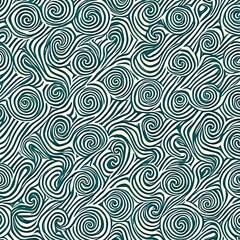 A repeating pattern of spirals in cool, muted colors like green and blue1, Generative AI