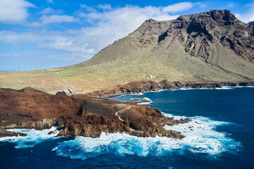 Fototapeta na wymiar Landscape with ocean and mountain views. Travel to Tenerife at any time of the year