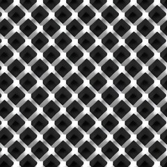 A geometric design with diamonds and rectangles arranged in a houndstooth pattern, in shades of black and white1, Generative AI