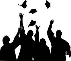 silhouette of graduation group celebration , bs , ms , phd , diploma etc