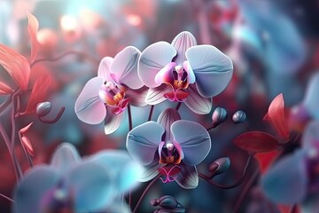 Orchids floral background. Generative AI