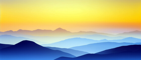 Plakat Sunset landscape with mountains and sky Generative AI
