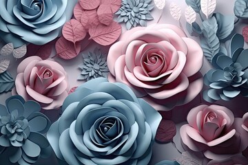 Rose floral background. Generative AI