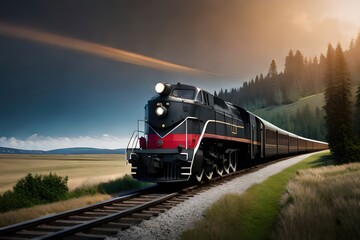 Fototapeta na wymiar old train in the countryside, generative ai