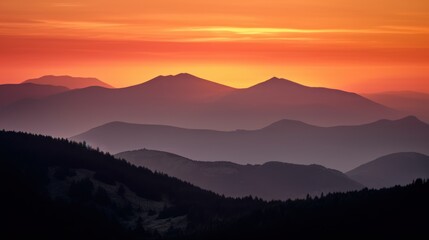 Sunset Over The Peaks