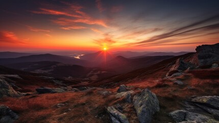 Fototapeta na wymiar Sunset Over The Peaks