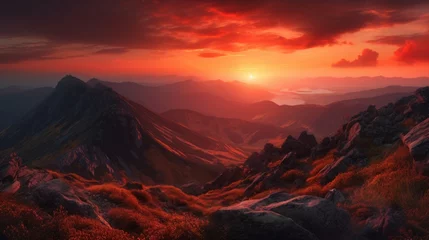 Fotobehang Sunset Over The Peaks © Damian Sobczyk